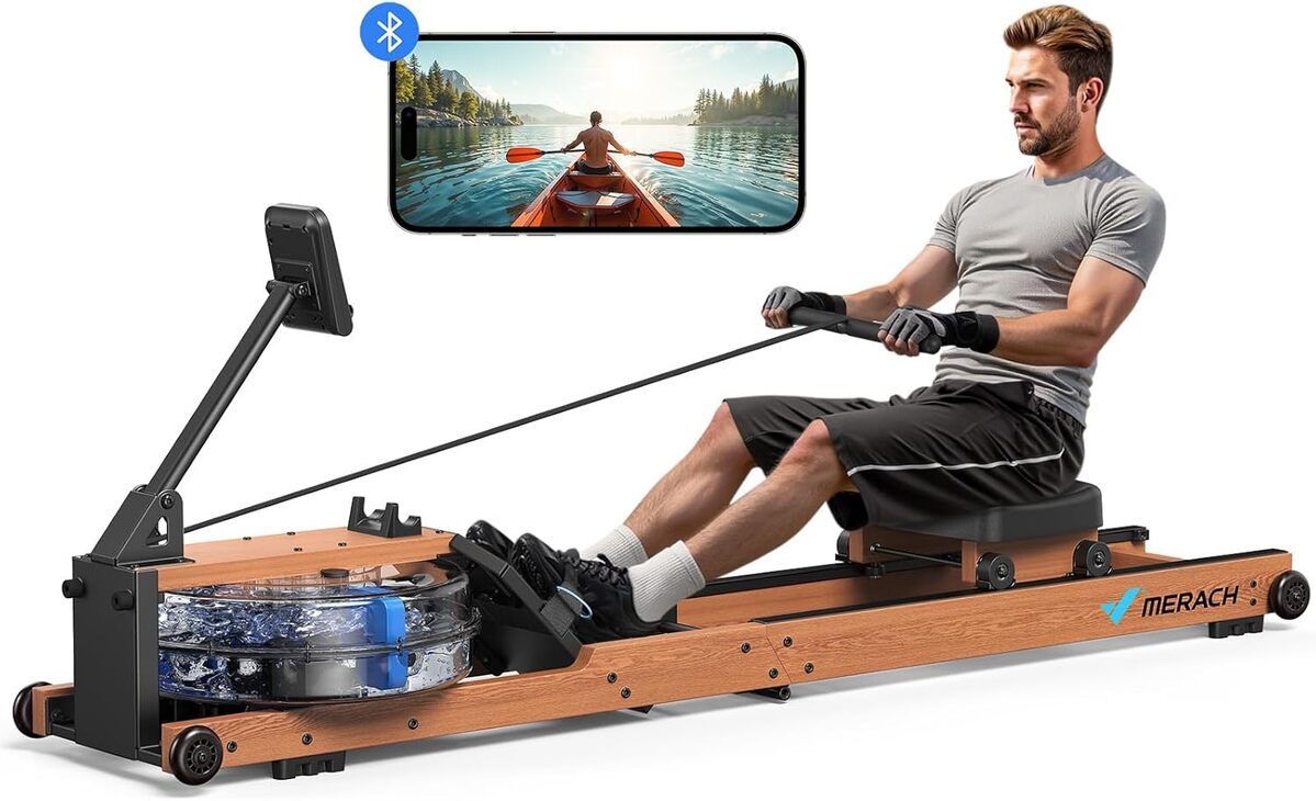 Test : rameur Merach en bois massif, avec moniteur Bluetooth