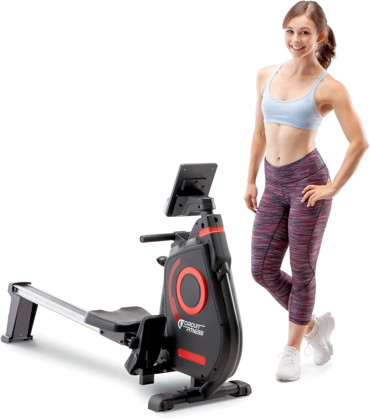 Test rameur magnétique Circuit Fitness pliable bluetooth rouge