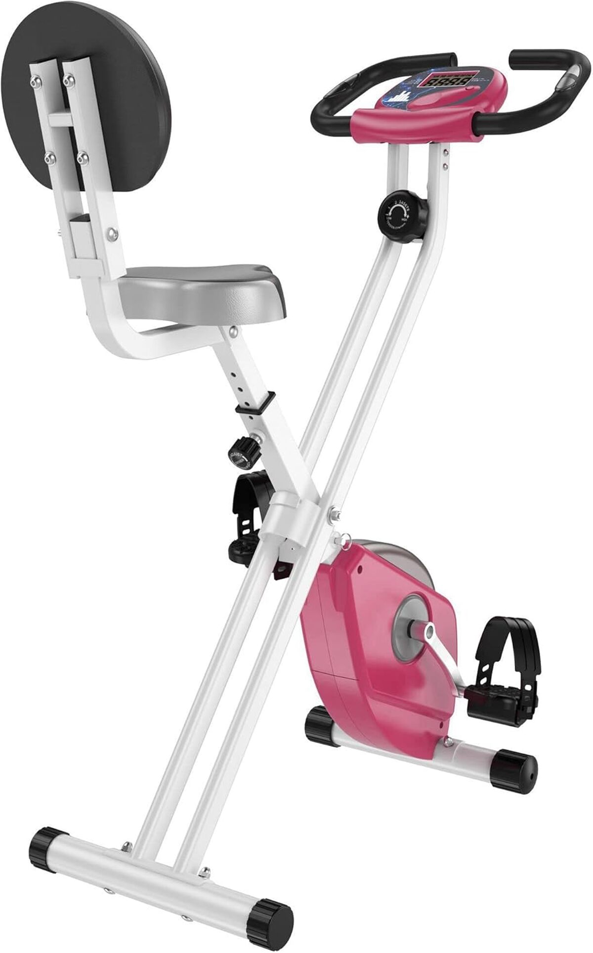 Test : homcom vélo d'appartement pliable 8 niveaux de résistance magnétique rose