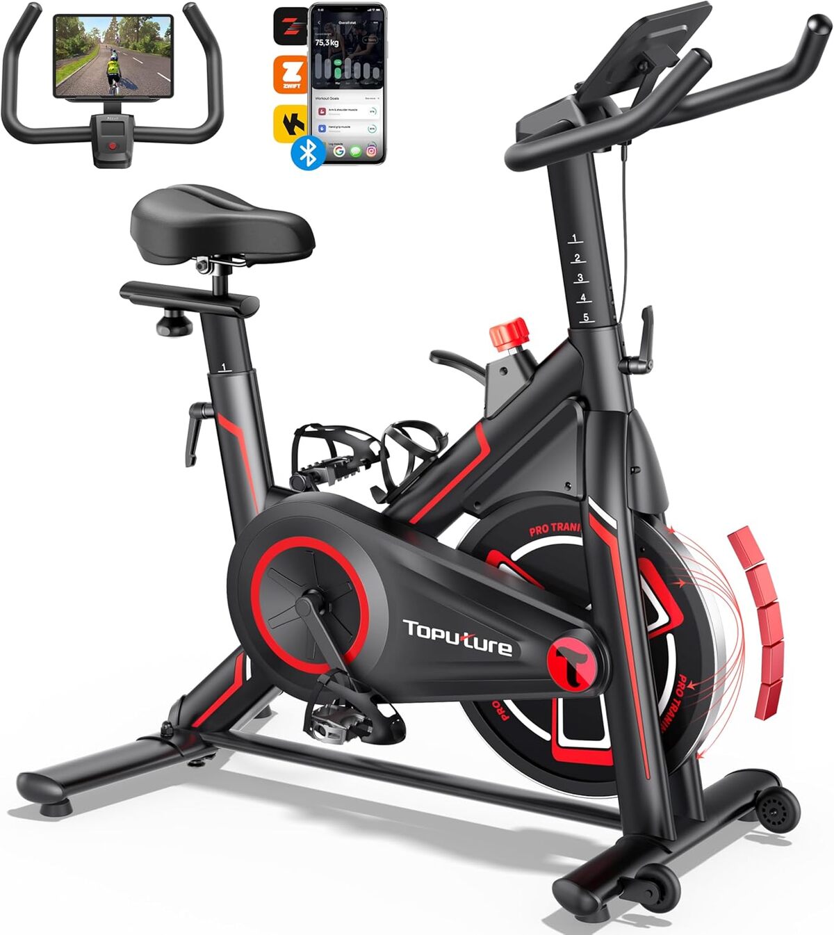 Test : vélo d'appartement connecté Toputure, résistance magnétique 160 kg
