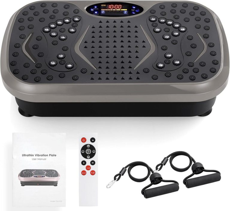 Plateforme Vibrante – 99 Niveaux, 5 Programmes, 150 Kg De Charge – Avec Télécommande, Bandes élastiques – Moteur Silencieux
