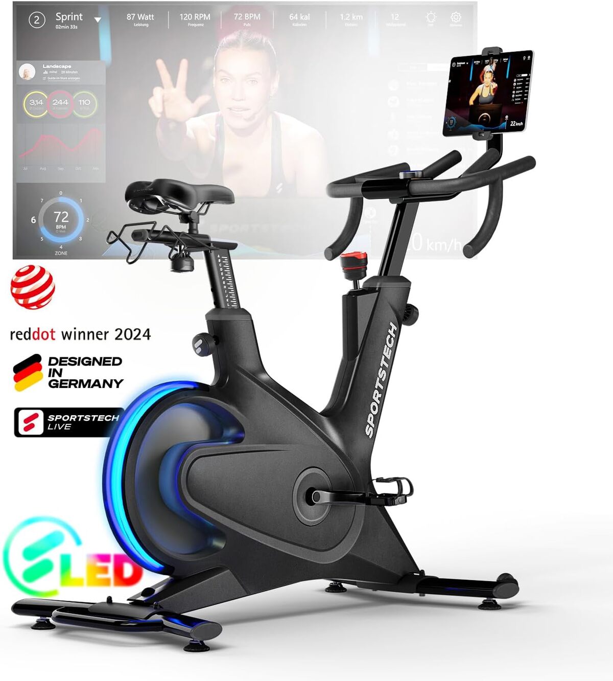 Test : sportstech sBike Lite, vélo d'intérieur intelligent avec LED et application interactive