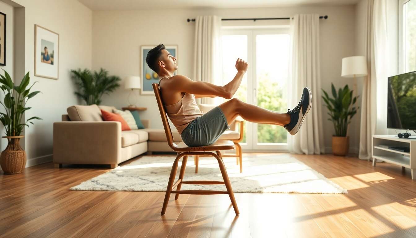 Exercices de dips sur chaise : renforcement musculaire à la maison