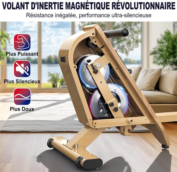 VOWVIT Rameur pour la maison OR3, rameur magnétique avec moniteur Bluetooth, 16 niveaux de résistance, rameur compact avec capacité de charge de 150 kg, rangement vertical