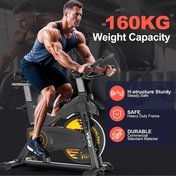 Vélo d'appartement avec résistance magnétique : ergomètre silencieux avec écran LCD et Bluetooth intelligent - Vélo de fitness d'intérieur avec siège réglable