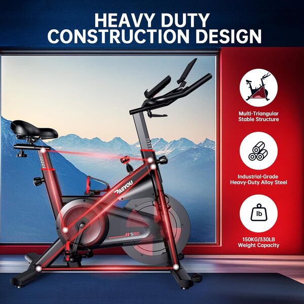 Pasyou VéLo D'Appartement Avec RéSistance MagnéTique, VéLo De Fitness, EntraîNement Cardio En Salle Velo Spinning, Stationnaires à La Maison Avec Moniteur, Support De Tablette