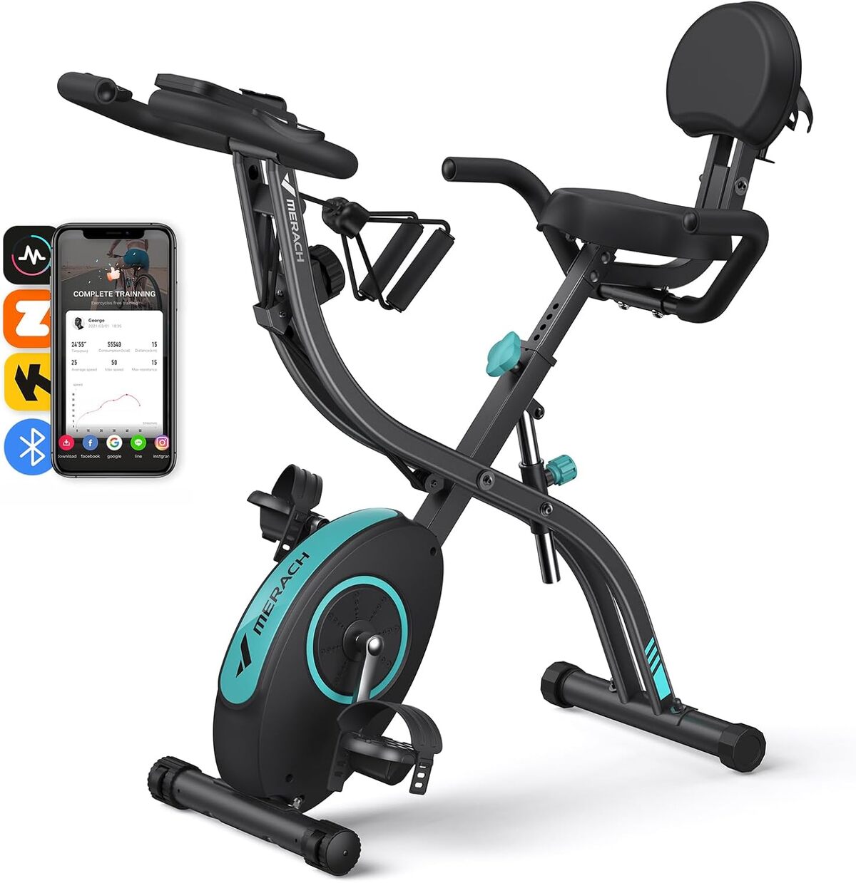 Test : merach Vélo d'appartement pliable 4 en 1 avec 16 niveaux de résistance