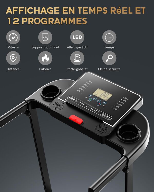 Tapis de Course Marche Pliable - Tapis de Marche Pliable Motorise Walking Pad Electrique Silencieux Tapis Roulant Pliable 10 km/h Treadmill Compact pour la Maison et Le Bureau