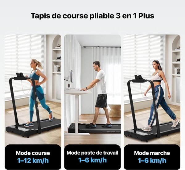 Mobvoi Tapis De Course Smart AI avec L'Application TicSports pour La Maison, Le Bureau, Téléphone, Ordinateur Portable, Grande Surface De Course, 12km/h, 120kg