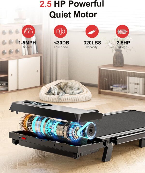 Tapis de Course 4 en 1 Pliable avec Pente 7% – Walking Pad Électrique 8 km/h, Moteur 2.5 HP, Surface Large 40 cm, Télécommande, Écran LED, Cadre Renforcé, 130 kg Max – pour Maison & Bureau