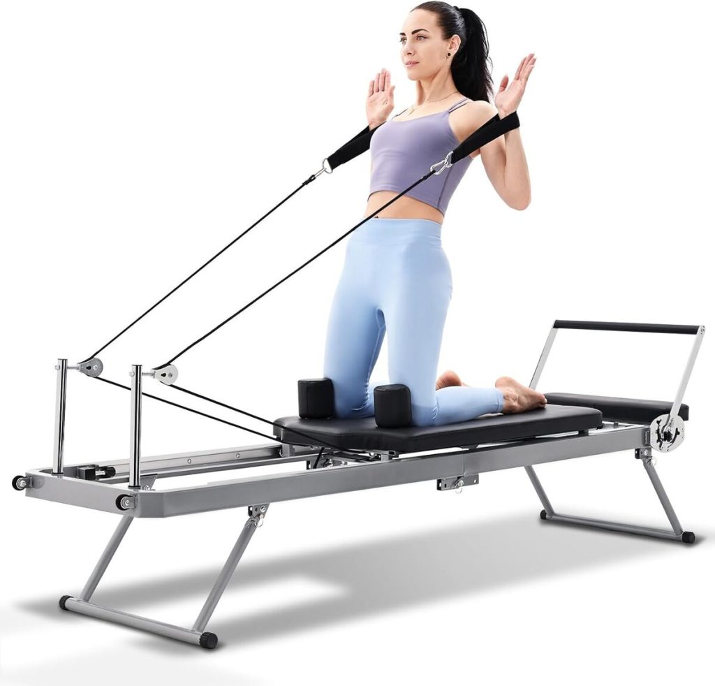 Test : réformateur de pilates pliable 68 kg en aluminium