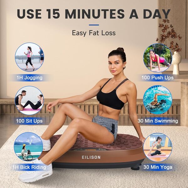 EILISON fitmax km-818 Plate Vibration 3D Machine d'exercice - Whole Body Vibration Fitness Workout Plate-Forme w / Bandes Boucle - Home Fitness Equipment pour Perdre du Poids