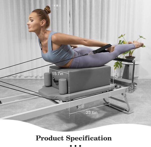 SENDIAN Boîte de pilates pour réformateur, boîte de réformateur de pilates pour exercices qui améliorent l'amplitude des mouvements et la flexibilité, peut être utilisée indépendamment (gris)