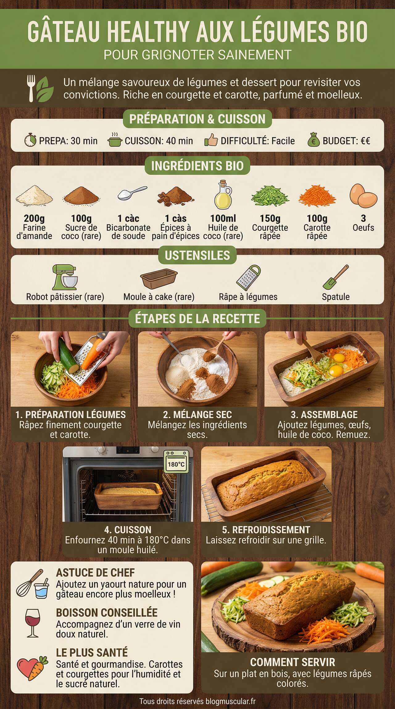 Fiche recette Recette : gâteau healthy aux légumes bio, pour grignoter sainement Fiche recette Recette : gâteau healthy aux légumes bio, pour grignoter sainement