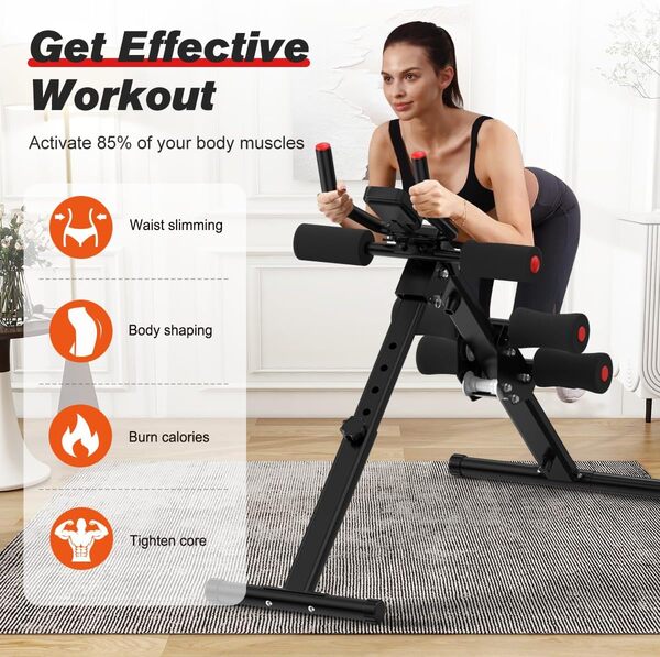 RELIFE REBUILD YOUR LIFE Machine d'Abdominaux Entraîneur Pliable Banc Abdos Inclinable Équipement de Musculation pour Gym à Domicile Fitness Multifonction Abdos Cuisses Fessiers Home Gym