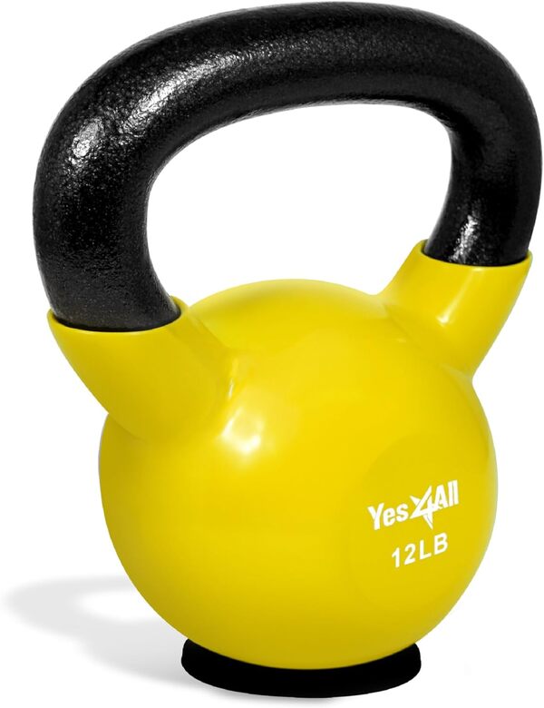 Yes4All Kettlebell avec revêtement en vinyle avec base protectrice en caoutchouc, Kettlebells d'entraînement pour haltérophilie, conditionnement, musculation et entraînement de base