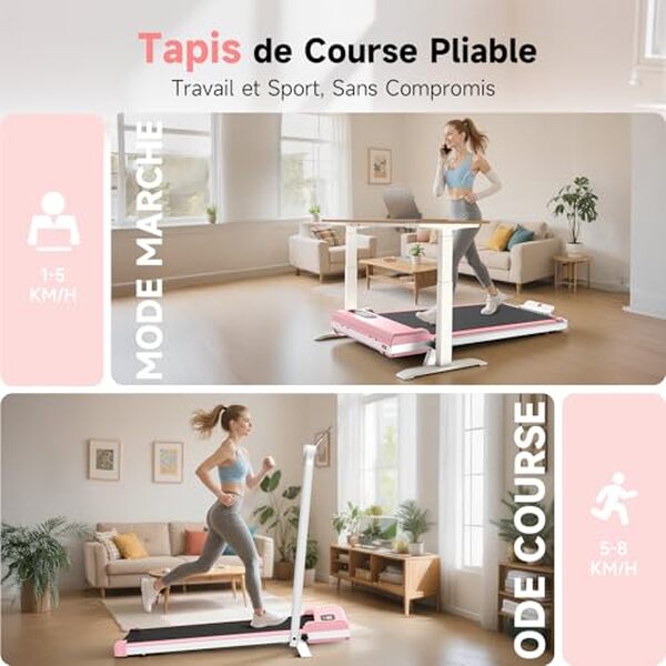 Découvrez notre test complet du tapis de course pliable 4 en 1 rose bonbon équipé d'un moteur 2, 5 CV et d'un écran LCD pour allier performance et style dans vos séances sportives à domicile