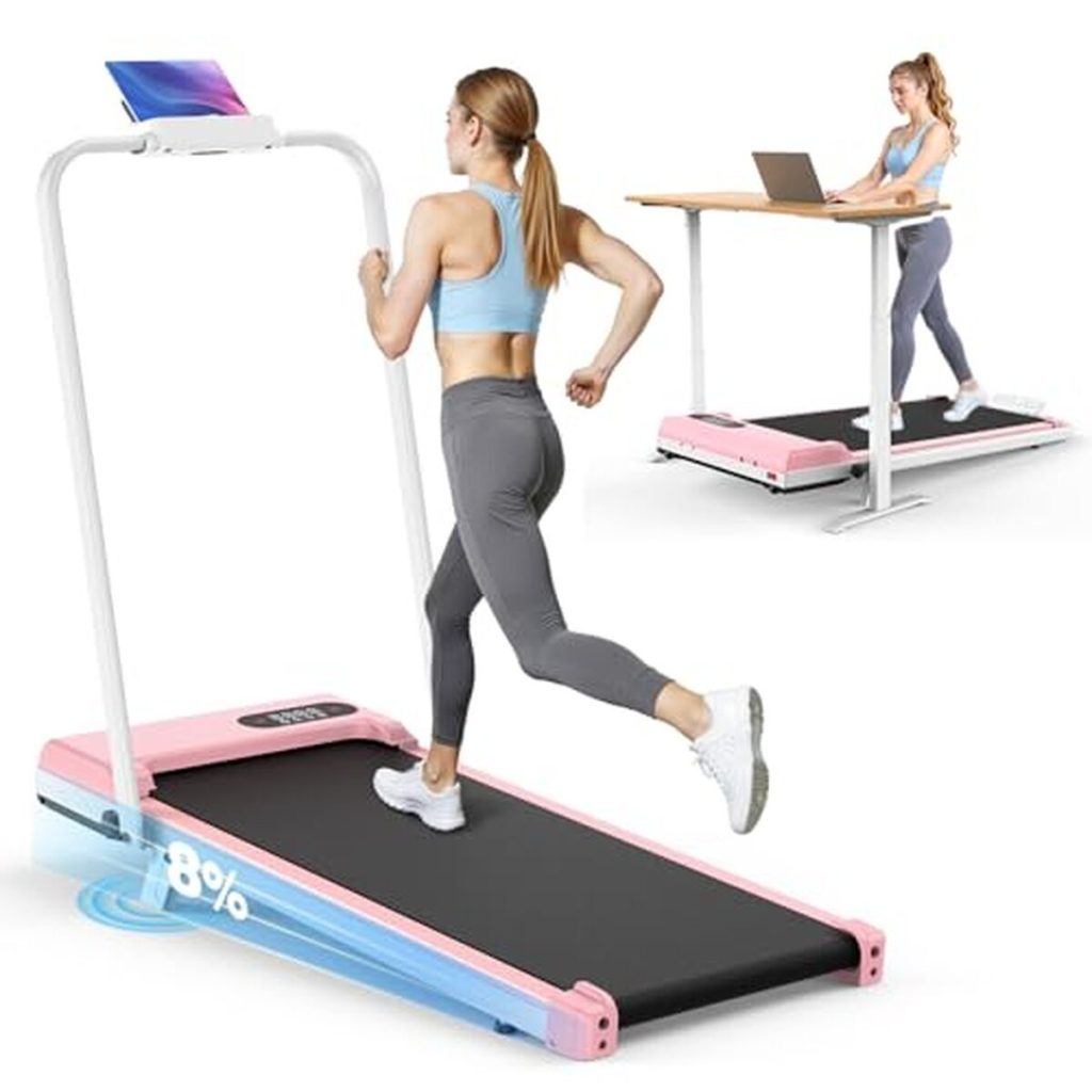 Test tapis de course pliable 4 en 1 rose bonbon : moteur 2, 5 CV et écran LCD