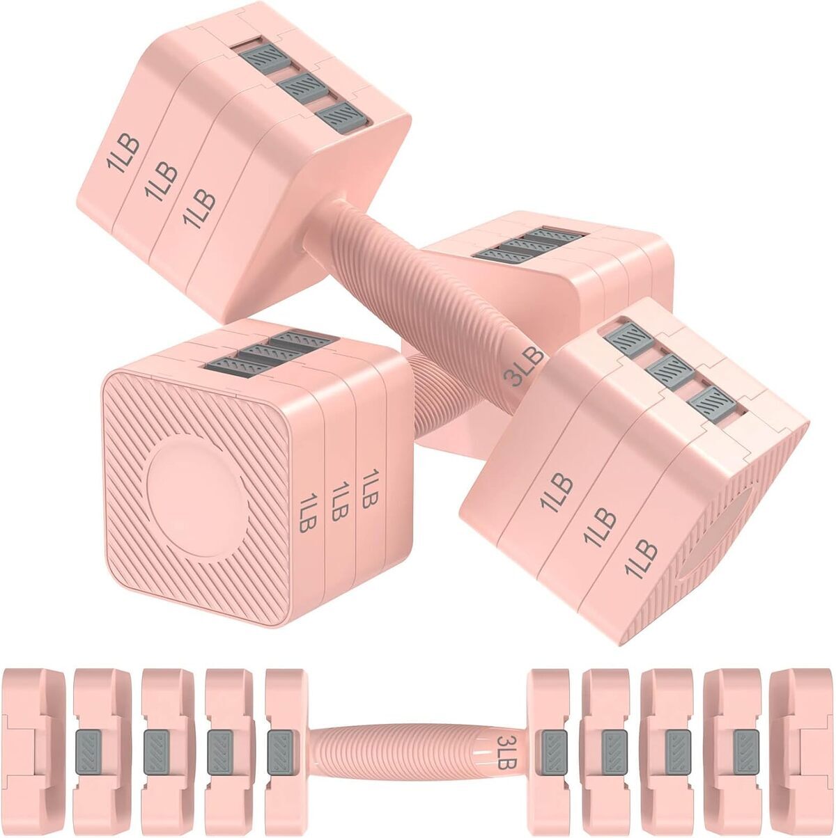 Test : haltères réglables 5 niveaux, rose